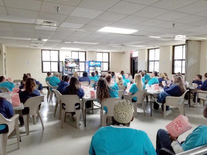 Photo: Participants at North Piedmont CRV in North Carolina watching a movie