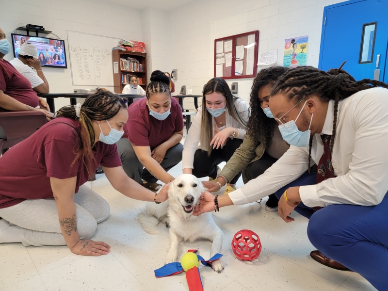 Therapy Dog Visits Delaney Hall’s Female Residents