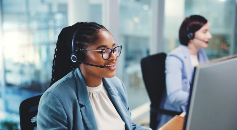 Peer-support case manager assisting a caller at the post-release call center