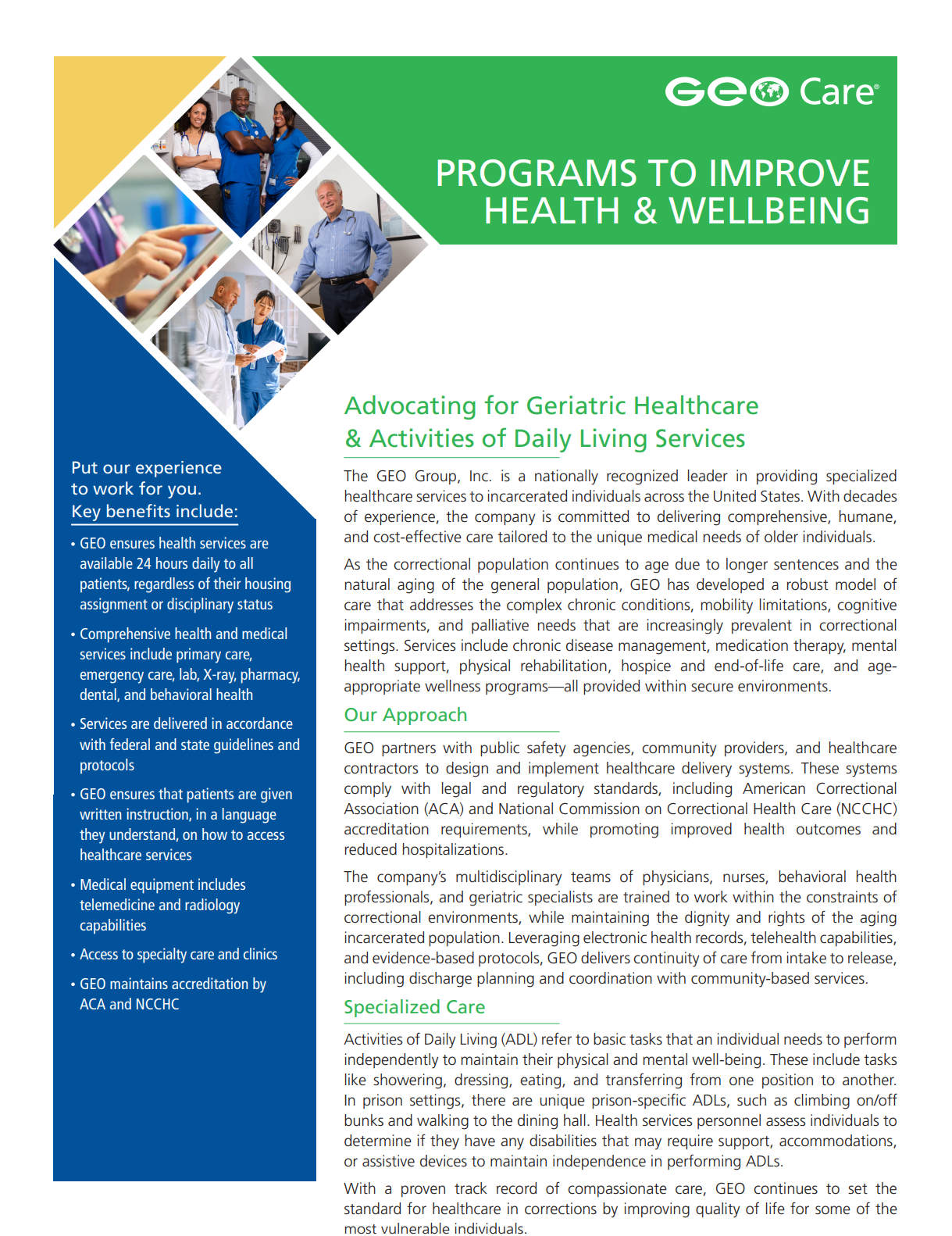 Download the Geriatric and Activities of Daily Living Services fact sheet