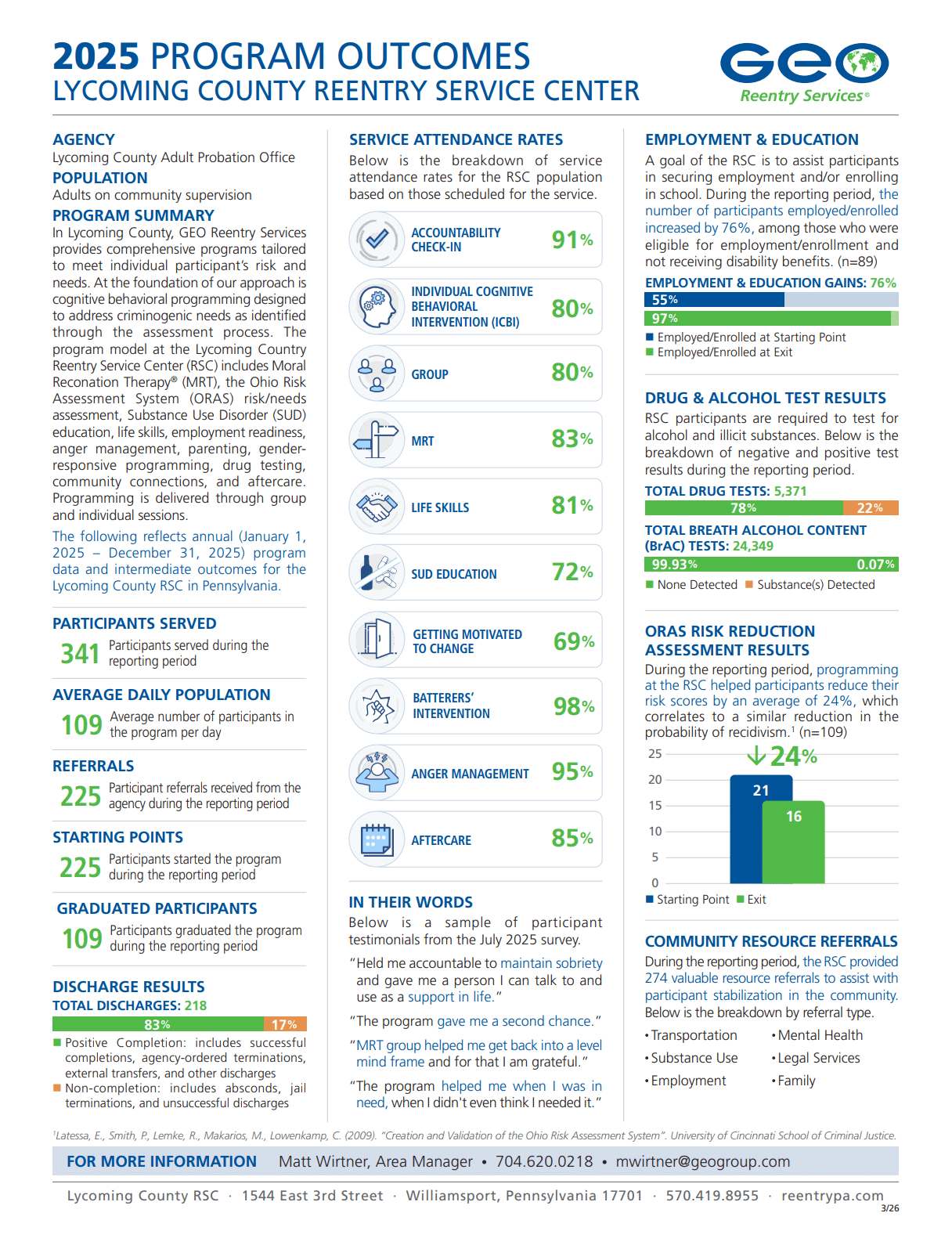 lycoming county reentry service center outcome report