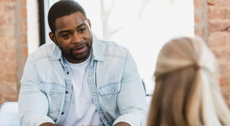 Participant speaking with Counselor during an individual counseling session